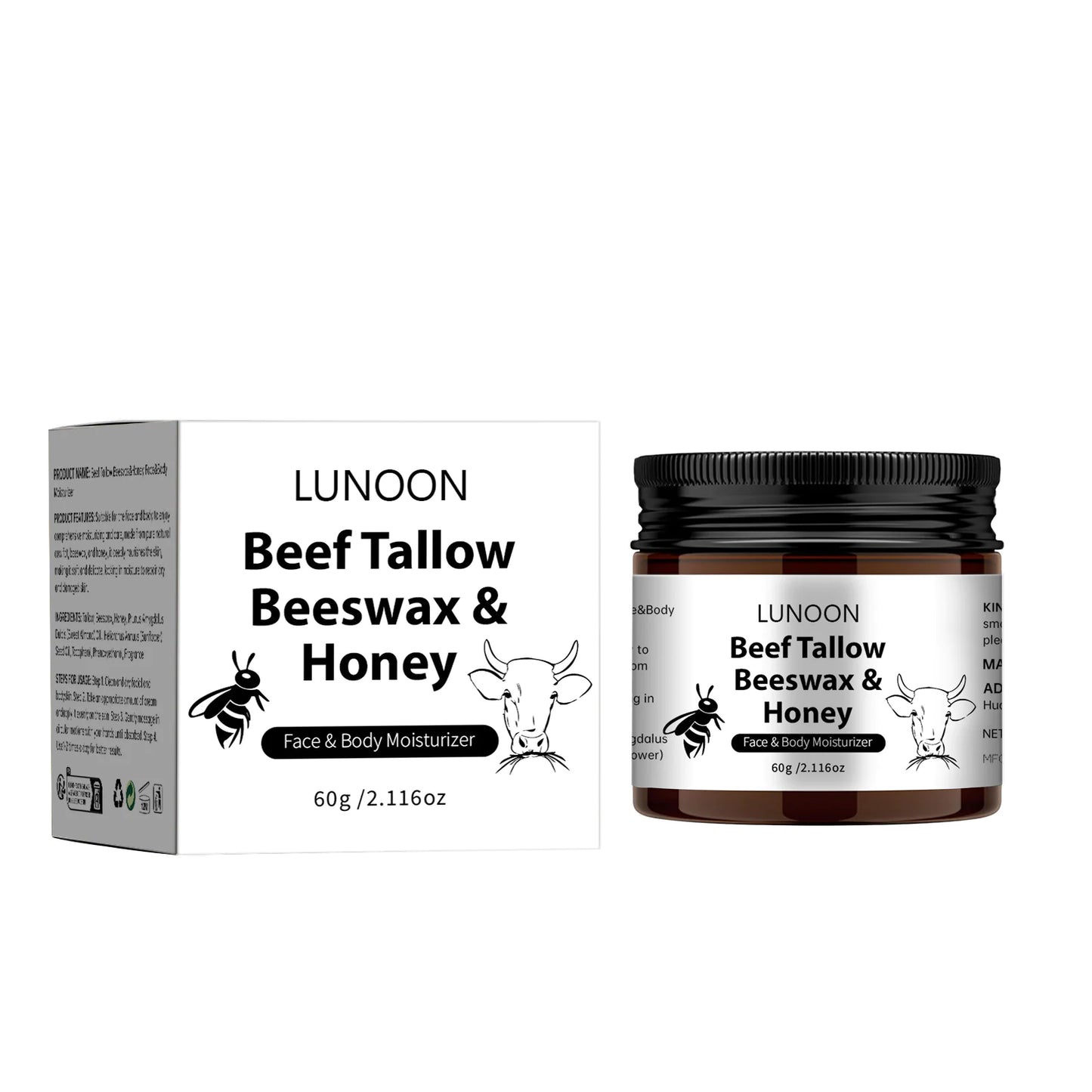 Butter Honey & Tallow Moisturizing Cream - Natural Deep Hydration for Dry Skin | Nourishing Face & Body Cream with Tallow, Honey & Butter