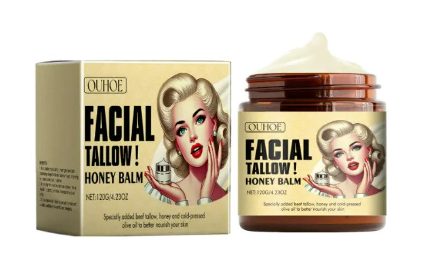 Honey & Tallow Facial Moisturizer - Natural Nourishing Cream for Dry & Sensitive Skin | Grass-Fed Tallow & Raw Honey Face Cream (Copy).